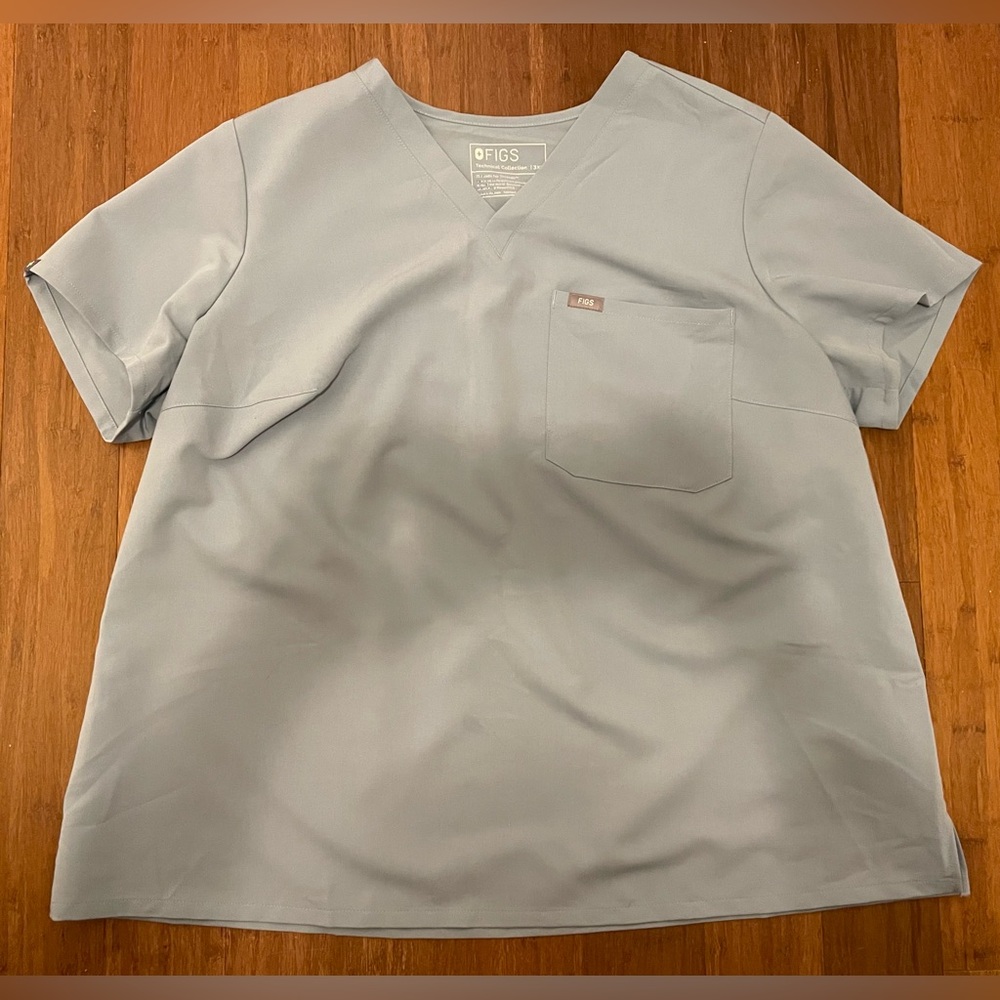 FIGS Catarina One-Pocket Scrub Top Dusty Blue 3XL Career Workwear Nursing